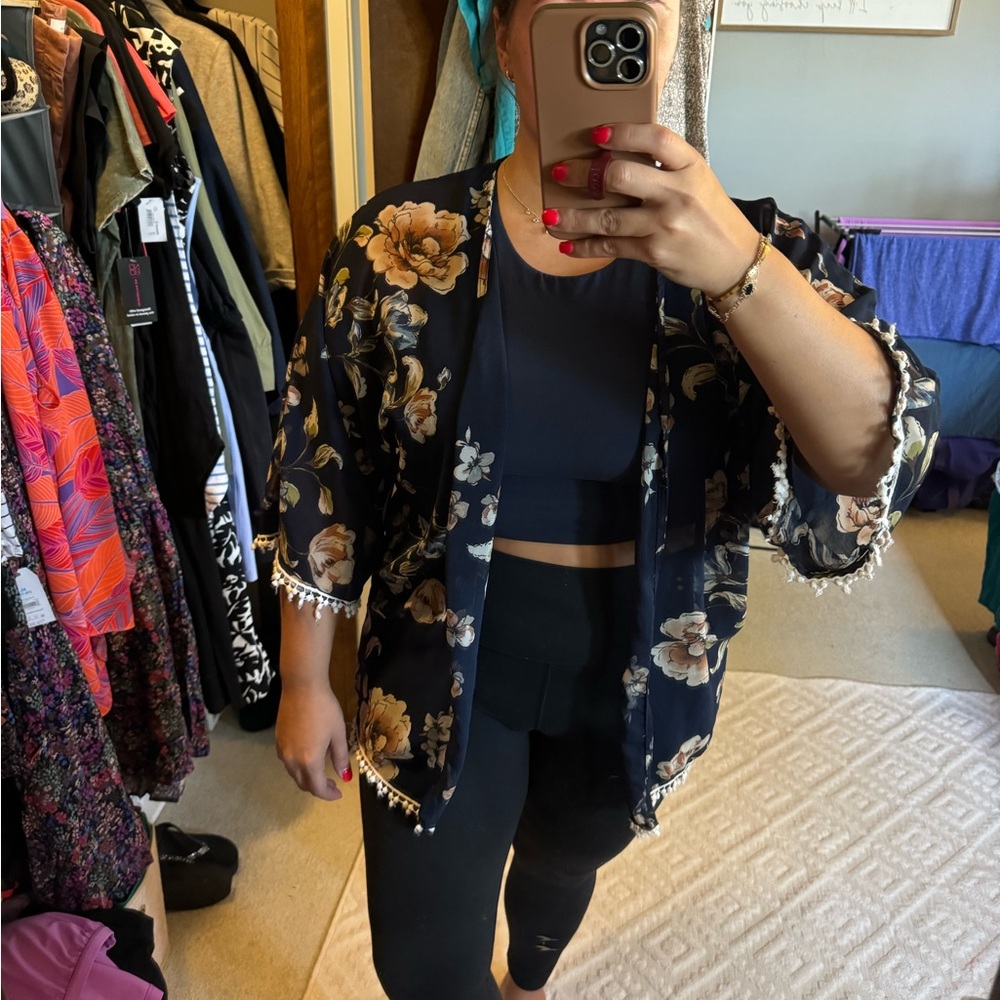 Liberty Love Navy Floral Kimono